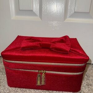 Estee Lauder Red Velvet Gift Bag with Gold Accents